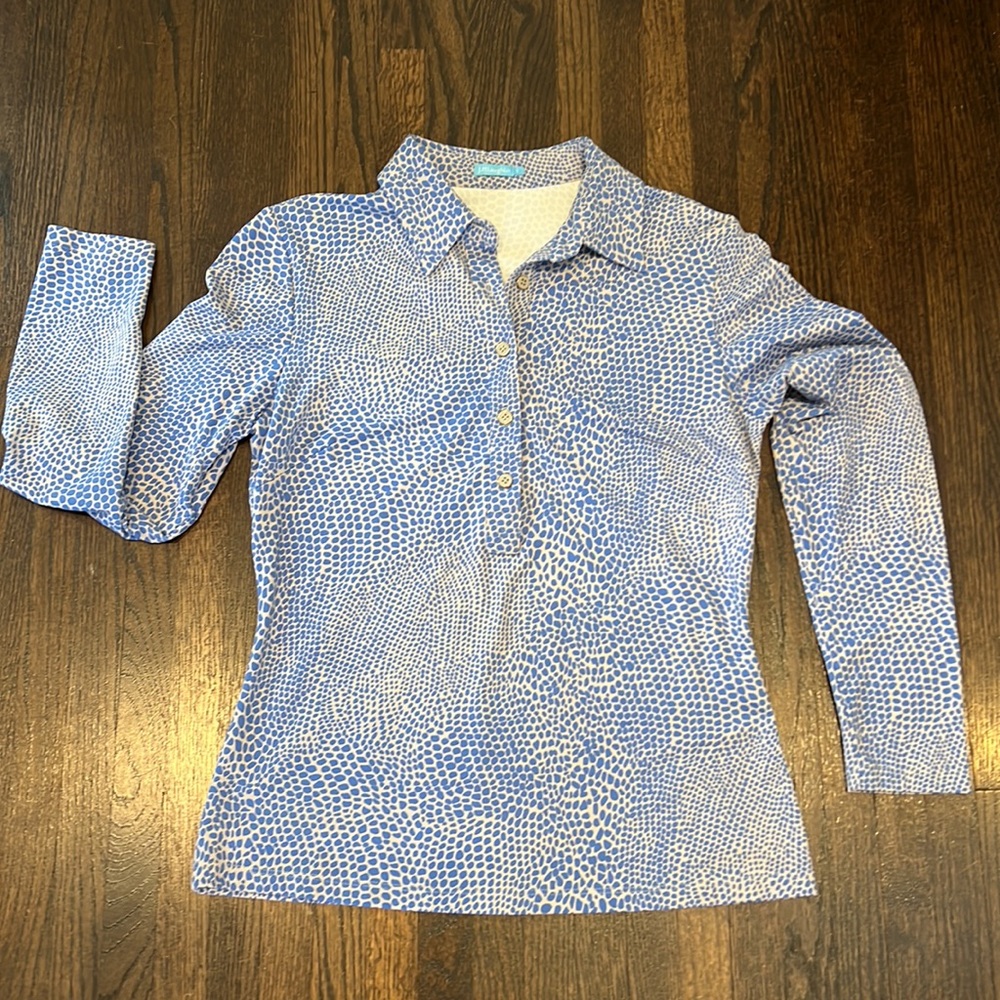 J. McLaughlin Blue & Gray Pullover with Buttons Size Small